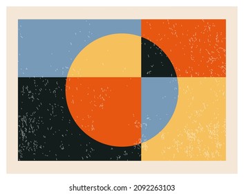 Minimal 20s geometric design poster, vector template with primitive shapes