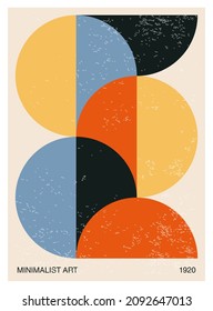 Minimal 20s geometric design poster, vector template with primitive shapes