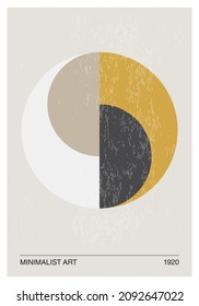 Minimal 20s geometric design poster, vector template with primitive shapes