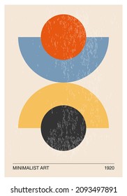 Minimal 20s geometric design poster, vector template with primitive shapes