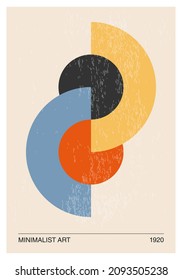 Minimal 20s geometric design poster, vector template with primitive shapes