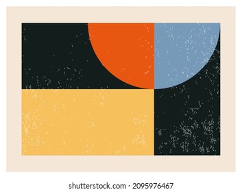 Minimal 20s geometric design poster, vector template with primitive shapes