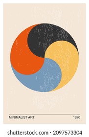 Afiche de diseño geométrico mínimo de los años 20, plantilla vectorial con formas primitivas