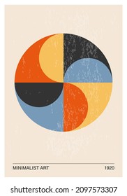 Minimal 20s geometric design poster, vector template with primitive shapes