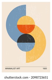 Minimal 20s geometric design poster, vector template with primitive shapes