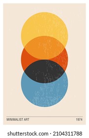 Minimal 20s geometric design poster, vector template with primitive shapes, risograph aesthetics