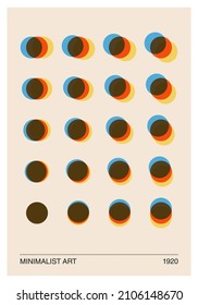 Minimales geometrisches Design-Poster der 20er Jahre, Vektorvorlage mit primitiven Formen