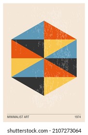 Minimal 20s geometric design poster, vector template with primitive shapes