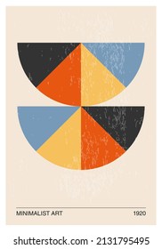 Minimal 20s geometric design poster, vector template with primitive shapes