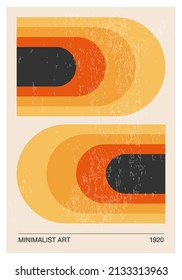 Minimal 20s geometric design poster, vector template with primitive shapes