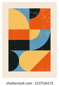 Afiche de diseño geométrico mínimo de los años 20, plantilla vectorial con formas primitivas