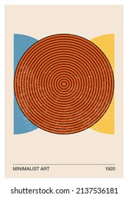 Minimal 20s geometric design poster, vector template with primitive shapes