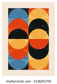 Afiche de diseño geométrico mínimo de los años 20, plantilla vectorial con formas primitivas