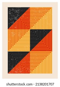 Minimal 20s geometric design poster with primitive shapes