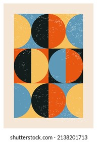 Afiche de diseño geométrico mínimo de los años 20, plantilla vectorial con formas primitivas