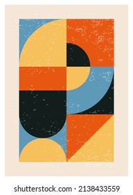Minimal 20s geometric design poster, vector template with primitive shapes