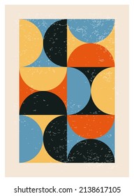 Minimal 20s geometric design poster, vector template with primitive shapes
