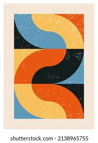 Afiche de diseño geométrico mínimo de los años 20, plantilla vectorial con formas primitivas