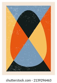 Minimal 20s geometric design poster, vector template with primitive shapes