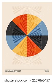Minimal 20s geometric design poster, vector template with primitive shapes
