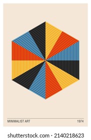 Minimal 20s geometric design poster, vector template with primitive shapes