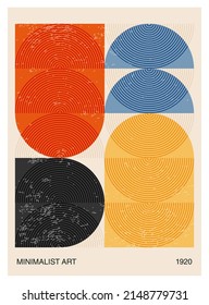 Minimal 20s geometric design poster, vector template with primitive shapes
