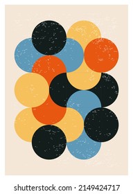 Minimal 20s geometric design poster, vector template with primitive shapes