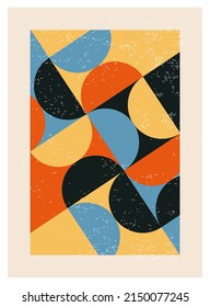 Afiche de diseño geométrico mínimo de los años 20, plantilla vectorial con formas primitivas