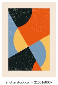 Minimal 20s geometric design poster, vector template with primitive shapes