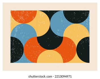 Minimal 20s geometric design poster, vector template with primitive shapes