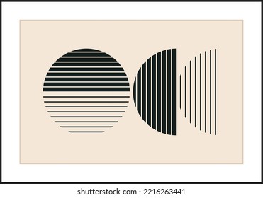 Minimal 20s geometric design poster, vector template with primitive shapes
