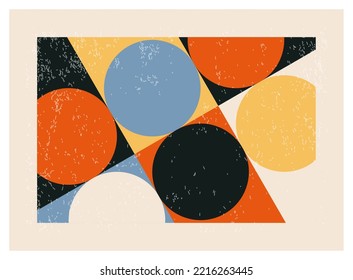 Afiche de diseño geométrico mínimo de los años 20, plantilla vectorial con formas primitivas