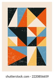 Minimal 20s geometric design poster, vector template with primitive shapes