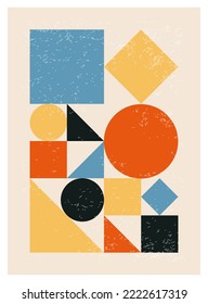Minimal 20s geometric design poster, vector template with primitive shapes