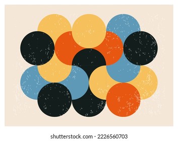 Minimal 20s geometric design poster, vector template with primitive shapes