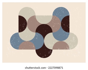 Minimal 20s geometric design poster, vector template with primitive shapes