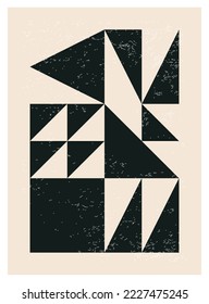 Minimal 20s geometric design poster, vector template with primitive shapes