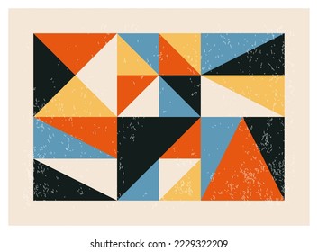 Minimal 20s geometric design poster, vector template with primitive shapes