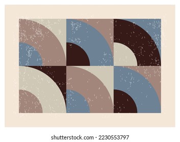 Afiche de diseño geométrico mínimo de los años 20, plantilla vectorial con formas primitivas