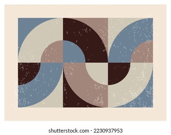 Minimal 20s geometric design poster, vector template with primitive shapes