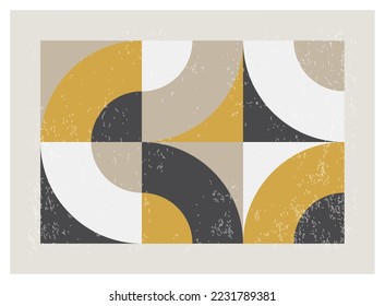 Minimal 20s geometric design poster, vector template with primitive shapes