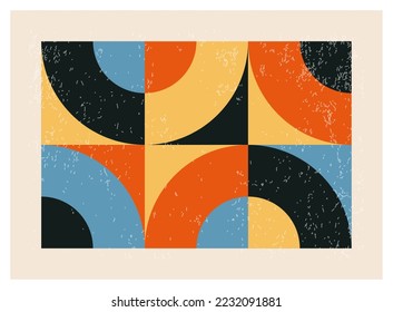 Afiche de diseño geométrico mínimo de los años 20, plantilla vectorial con formas primitivas
