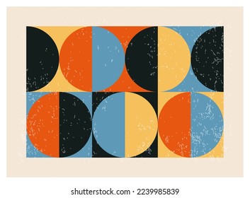 Minimal 20s geometric design poster, vector template with primitive shapes