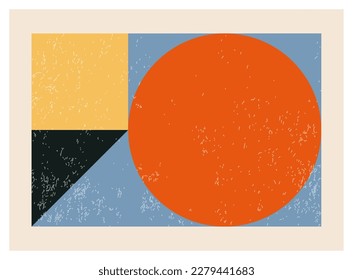 Minimal 20s geometric design poster, vector template with primitive shapes