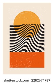 Minimal 20s geometric design poster, vector template with primitive shapes