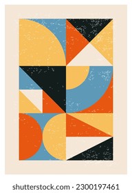 Minimal 20s geometric design poster, vector template with primitive shapes