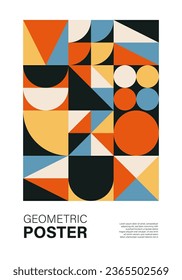 Afiche de diseño geométrico mínimo de los años 20, plantilla vectorial con formas primitivas