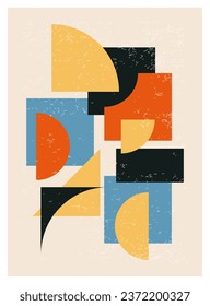 Minimal 20s geometric design poster, vector template with primitive shapes