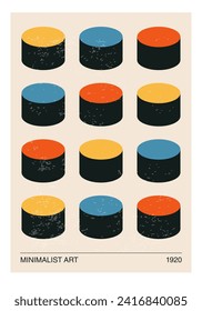 Minimal 20s geometric design poster, vector template with primitive shapes