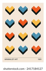 Minimal 20s geometric design poster, vector template with primitive shapes